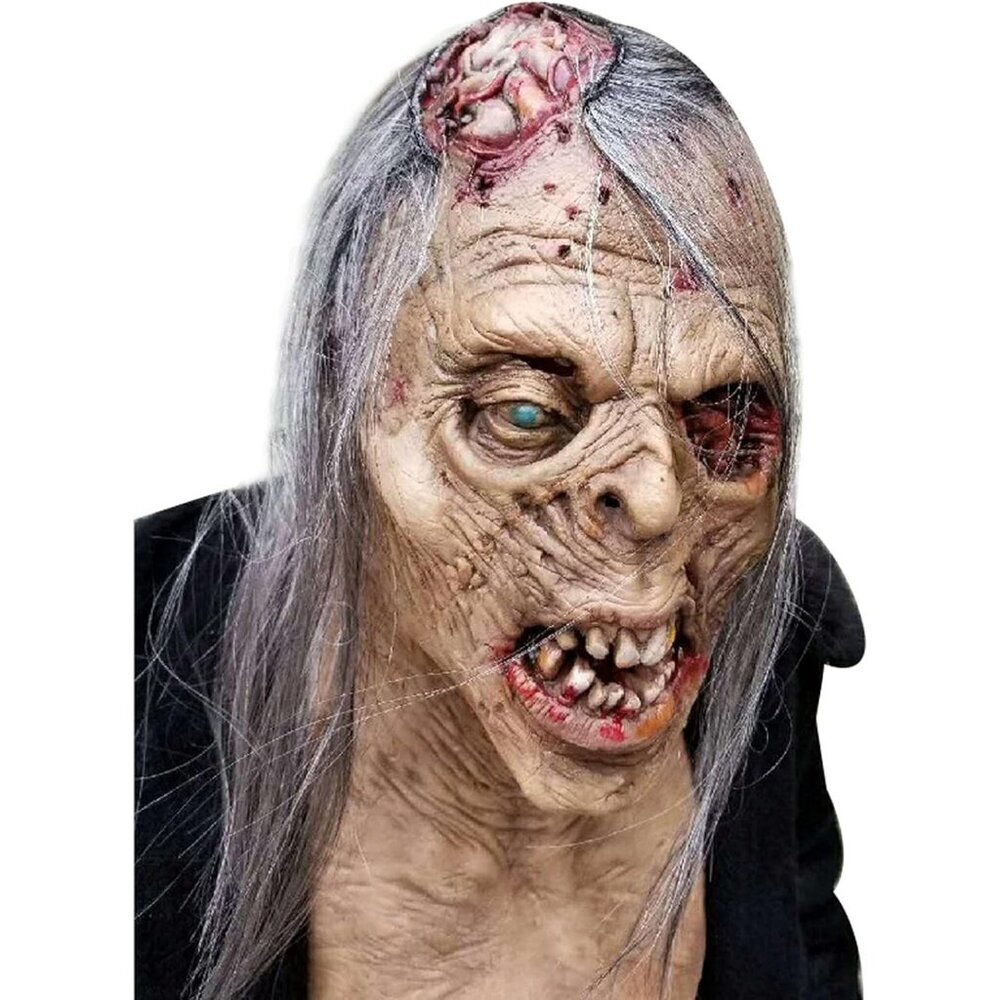 Halloween Scary Zombie Mask Realistic Old Man Mask Horror Walking Dead Full Head